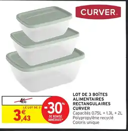 Intermarché CURVER Lot de 3 boîtes alimentaires rectangulaires offre