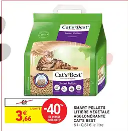 Intermarché CAT'S BEST Smart pellets litière végétale agglomérante offre