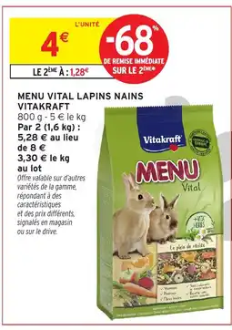 Intermarché VITAKRAFT Menu vital lapins nains offre