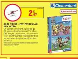 Intermarché CLEMENTONI 2x20 pièces -pat' patrouille paw patrol offre