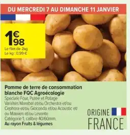 Carrefour Contact Pomme de terre de consommation blanche FQC Agroécologie offre