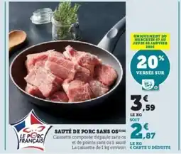 Super U Sauté de porc sans os offre