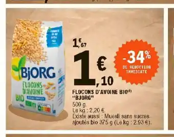 E.Leclerc Flocons D'Avoine Bio "BJORG" offre