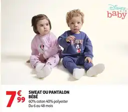 Auchan Sweat ou pantalon bébé offre