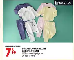 Auchan INEXTENSO Sweats ou pantalons bébé offre