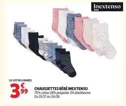 Auchan INEXTENSO Chaussettes bébé offre