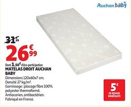 Auchan AUCHAN BABY Matelas droit offre