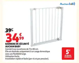 Auchan AUCHAN BABY Barriere de sécurité offre