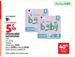 Auchan AUCHAN BABY Couches bébé offre