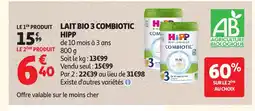 Auchan HIPP Lait bio 3 combiotic offre