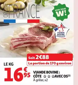 Auchan Viande bovine: côte avec os offre
