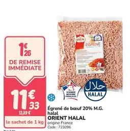Promocash Égrené de bœuf 20% m.g. halal orient halal offre