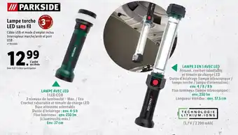 Lidl Lampe torche led sans fil offre