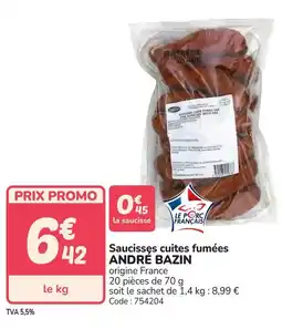 Promocash Saucisses cuites fumées andré bazin offre