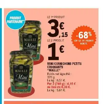 E.Leclerc Mini Cornichons Petits Croquants "Maille" offre