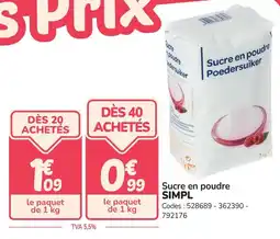 Promocash Sucre en poudre simpl offre