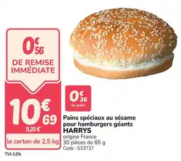 Promocash Pains spéciaux au sésame pour hamburgers géants harrys offre