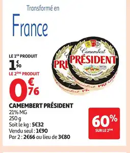 Auchan PRÉSIDENT Camembert offre