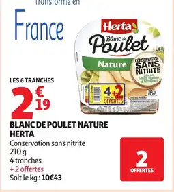 Auchan HERTA Blanc de poulet nature offre