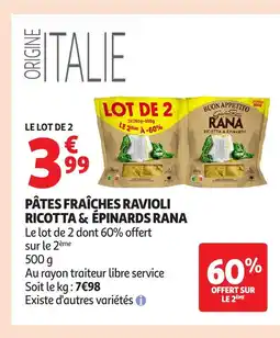 Auchan RANA Pâtes fraîches ravioli ricotta & épinards offre