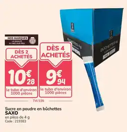 Promocash Sucre en poudre en bûchettes saxo offre