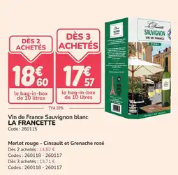 Promocash Vin de france sauvignon blanc la francette offre