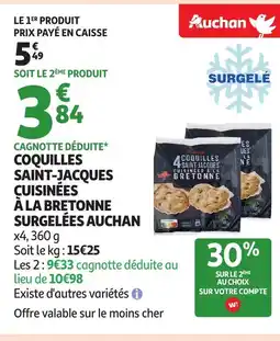 Auchan AUCHAN Coquilles saint-jacques cuisinées à la bretonne surgelées offre