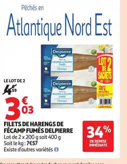Auchan DELPIERRE Filets de harengs de fécamp fumés offre