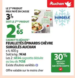 Auchan AUCHAN Feuilletés épinards chèvre surgelés offre