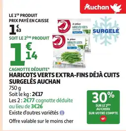 Auchan AUCHAN Haricots verts extra-fins déjà cuits surgelés offre