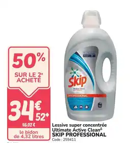 Promocash Lessive super concentrée ultimate active clean skip professional offre