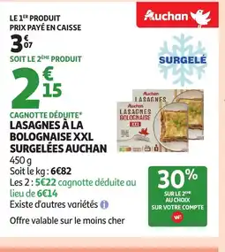 Auchan AUCHAN Lasagnes à la bolognaise xxl surgelées offre