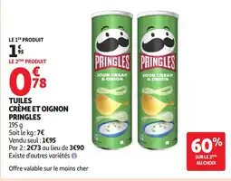 Auchan PRINGLES Tuiles crème et oignon offre