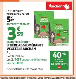Auchan AUCHAN Litière agglomérante végétale offre
