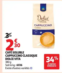 Auchan DOLCE VITA Café soluble cappuccino classique offre