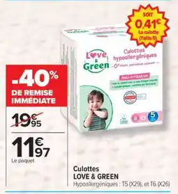 Carrefour Culottes LOVE & GREEN offre