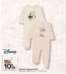Carrefour Pack de 2 pyjamas bébé offre