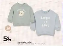 Carrefour Sweat polaire bébé offre
