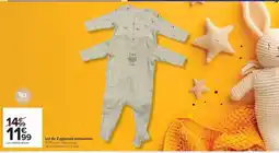 Carrefour Lot de 2 pyjamas naissances offre