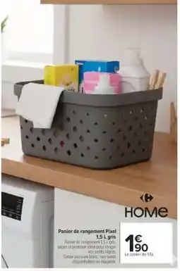 Carrefour Panier de rangement Pixel 1,5 L gris offre