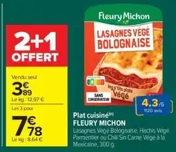 Carrefour Market FLEURY MICHON Lasagnes Végé Bolognaise offre