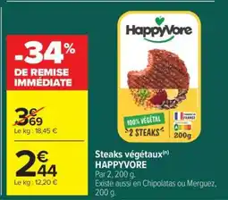 Carrefour Market Steaks végétaux HAPPYVORE offre