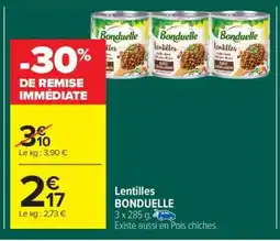 Carrefour Market Lentilles BONDUELLE offre
