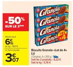 Carrefour Market Biscuits Granola Lot de 4 LU offre