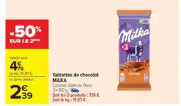 Carrefour Market Tablettes de chocolat 'Milka' offre