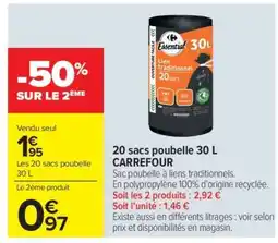 Carrefour Market 20 sacs poubelle 30 L CARREFOUR offre