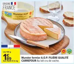 Carrefour Munster fermier A.O.P. FILIÈRE QUALITÉ CARREFOUR offre