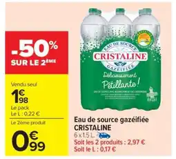 Carrefour Market Eau de Source Gazéifiée 'Cristaline' offre