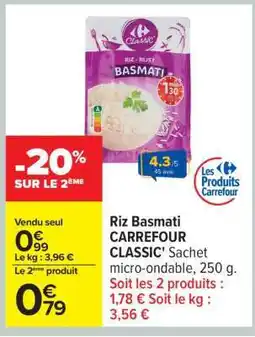 Carrefour Riz Basmati CARREFOUR CLASSIC' offre