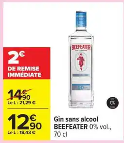 Carrefour Gin sans alcool BEEFEATER offre